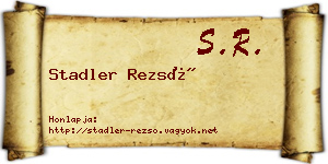 Stadler Rezső névjegykártya